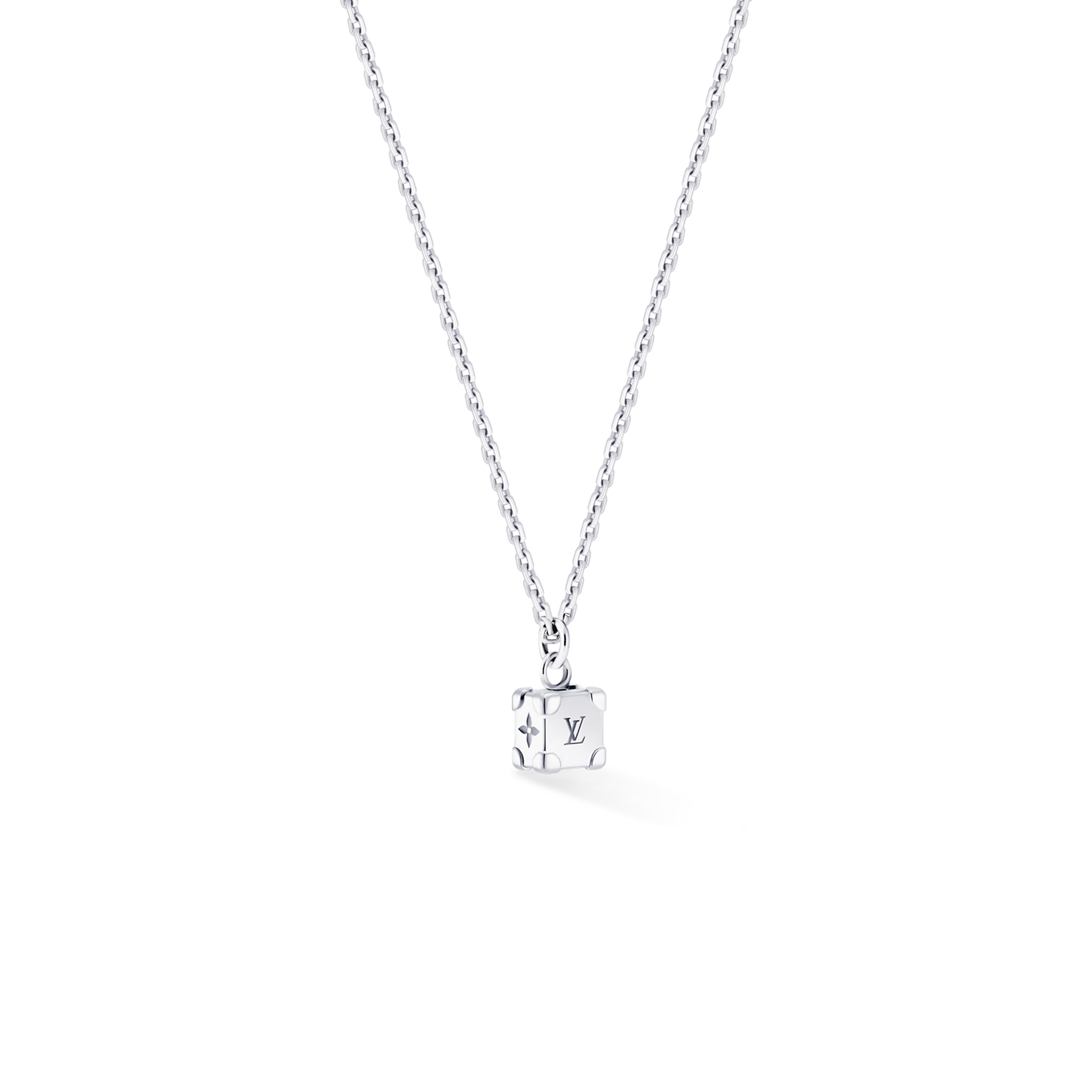 LOUIS VUITTON LES GASTONS VUITTON TRUNK PENDANT, WHITE GOLD AND DIAMOND Q03084 LOUIS VUITTON LES GASTONS VUITTON TRUNK PENDANT, WHITE GOLD AND DIAMOND Q03084